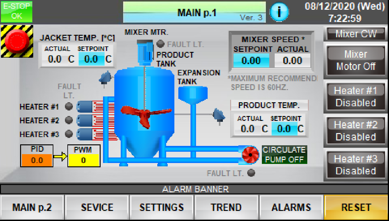 Reactor Controller Screen Descriptions